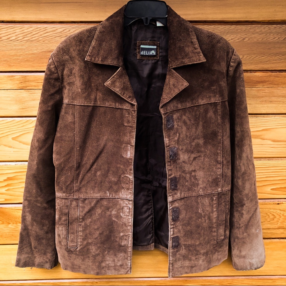 dELIA*s Women’s Brown suede leather jacket Size: L